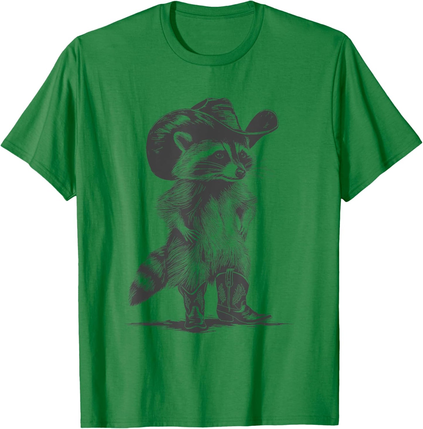 Racoon Cowboy Funny Racoon Graphic Meme Men Women T-Shirt - T-Shirt | Irish Green