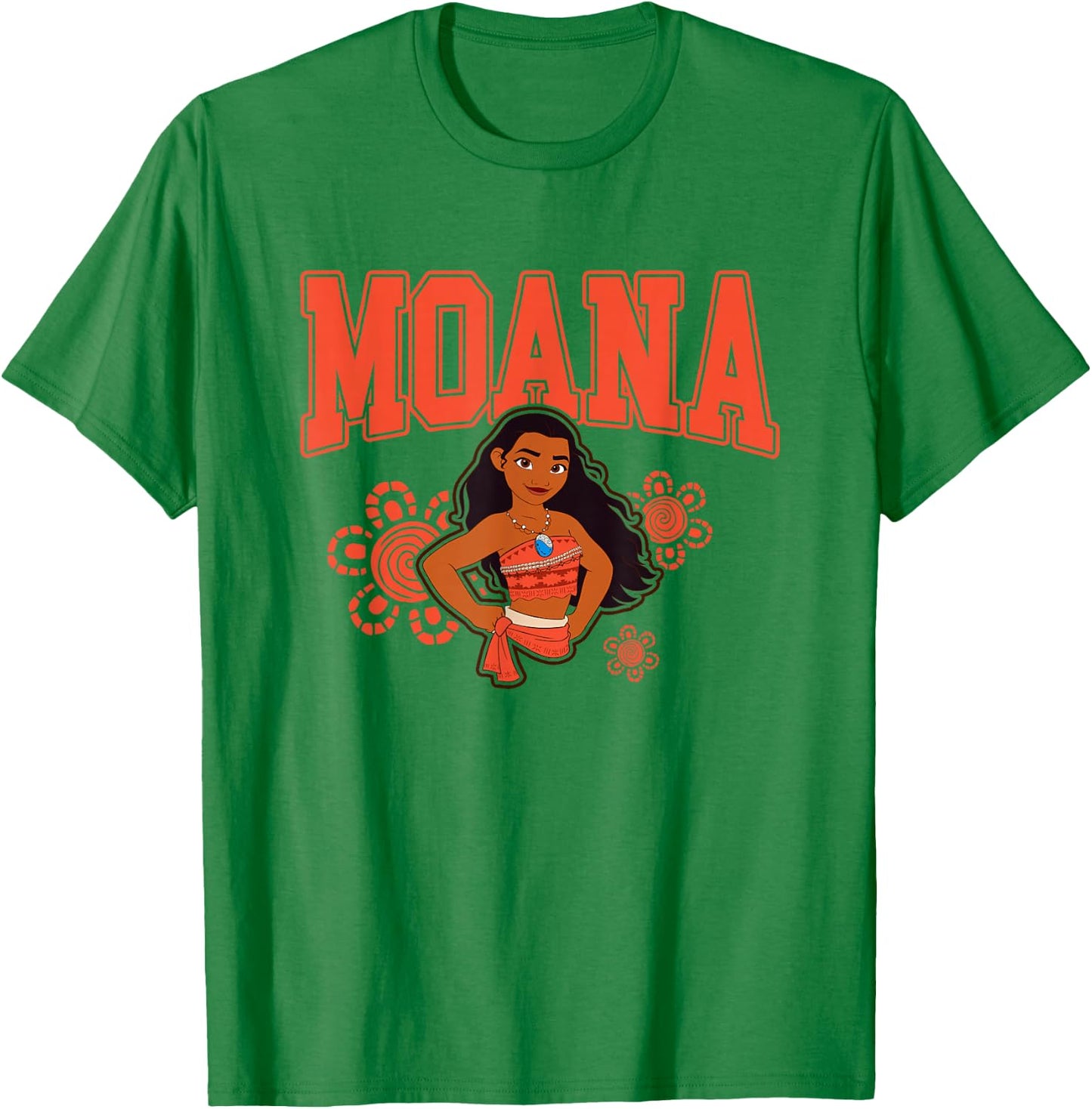 Disney Moana Brave Pose Big Chest Collegiate Chest Text Logo T-Shirt - T-Shirt | Irish Green