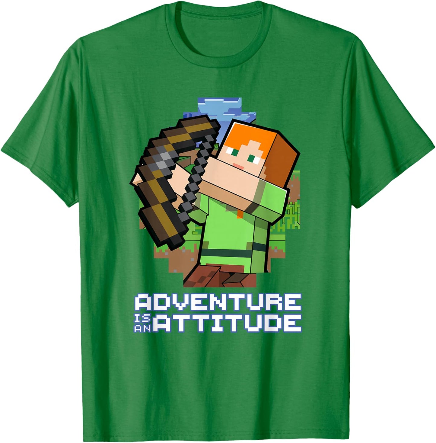 Minecraft Alex Adventure Is An Attitude Graphic Blocks T-Shirt - T-Shirt | Irish Green