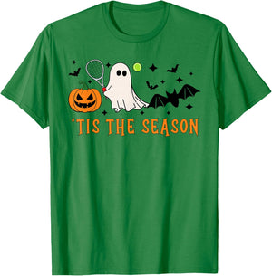 Tis The Season Tennis Halloween Spooky Ghost Pumpkin T-Shirt - T-Shirt | Irish Green