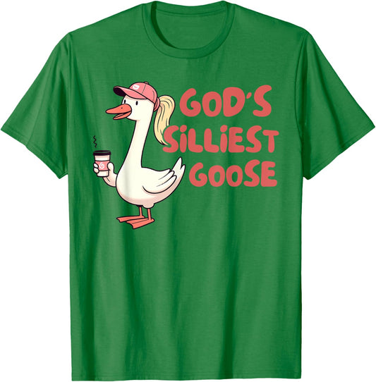 Silly Goose On The Loose Funny Farmer God's Silliest Goose T-Shirt - T-Shirt | Irish Green