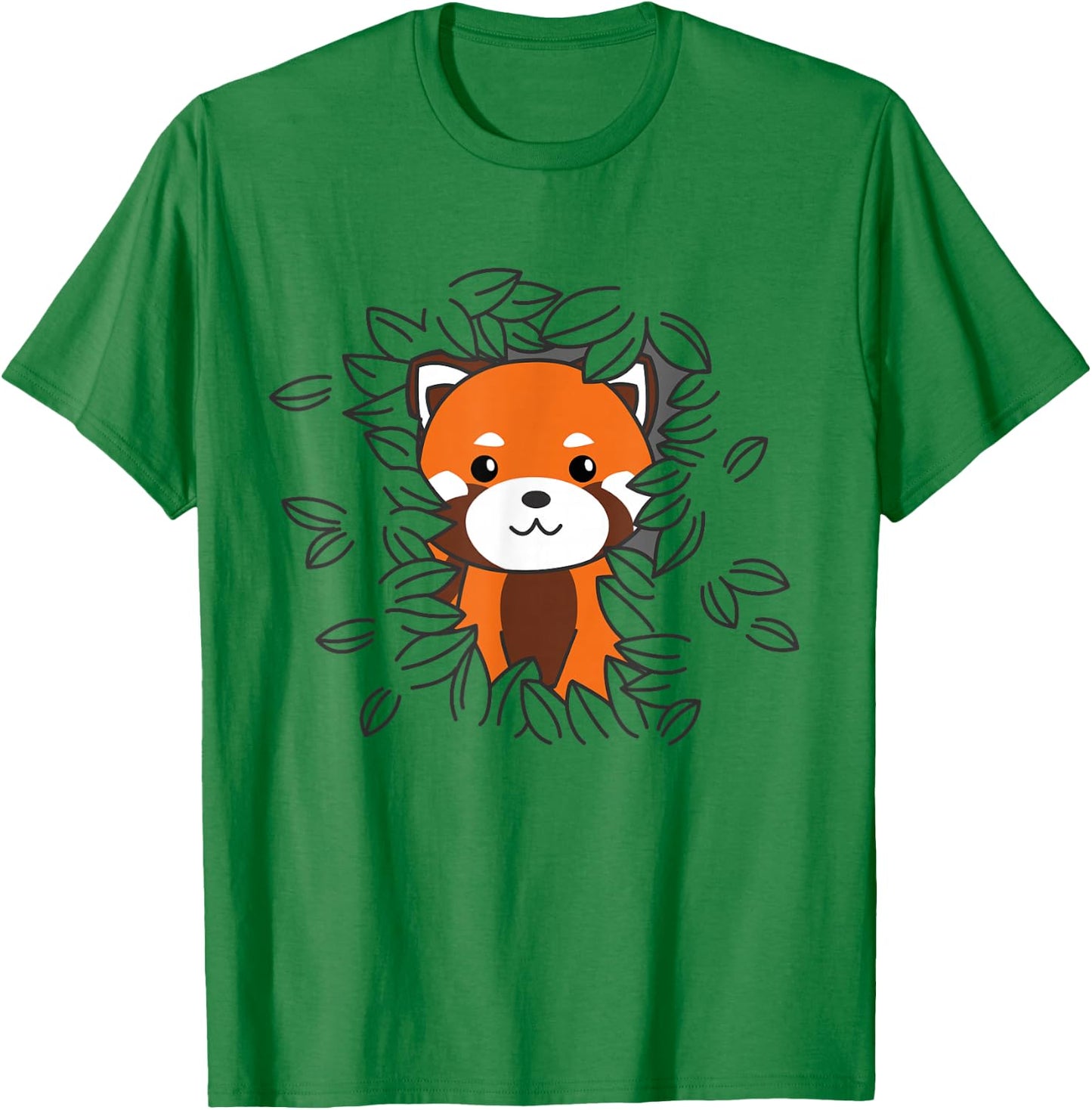 Red Panda Cute Animals for Kids Kawaii Cherry Blossoms T-Shirt - T-Shirt | Irish Green