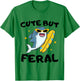 Cute But Feral Funny Colorful shark With Sunglasses shark T-Shirt - T-Shirt | Irish Green
