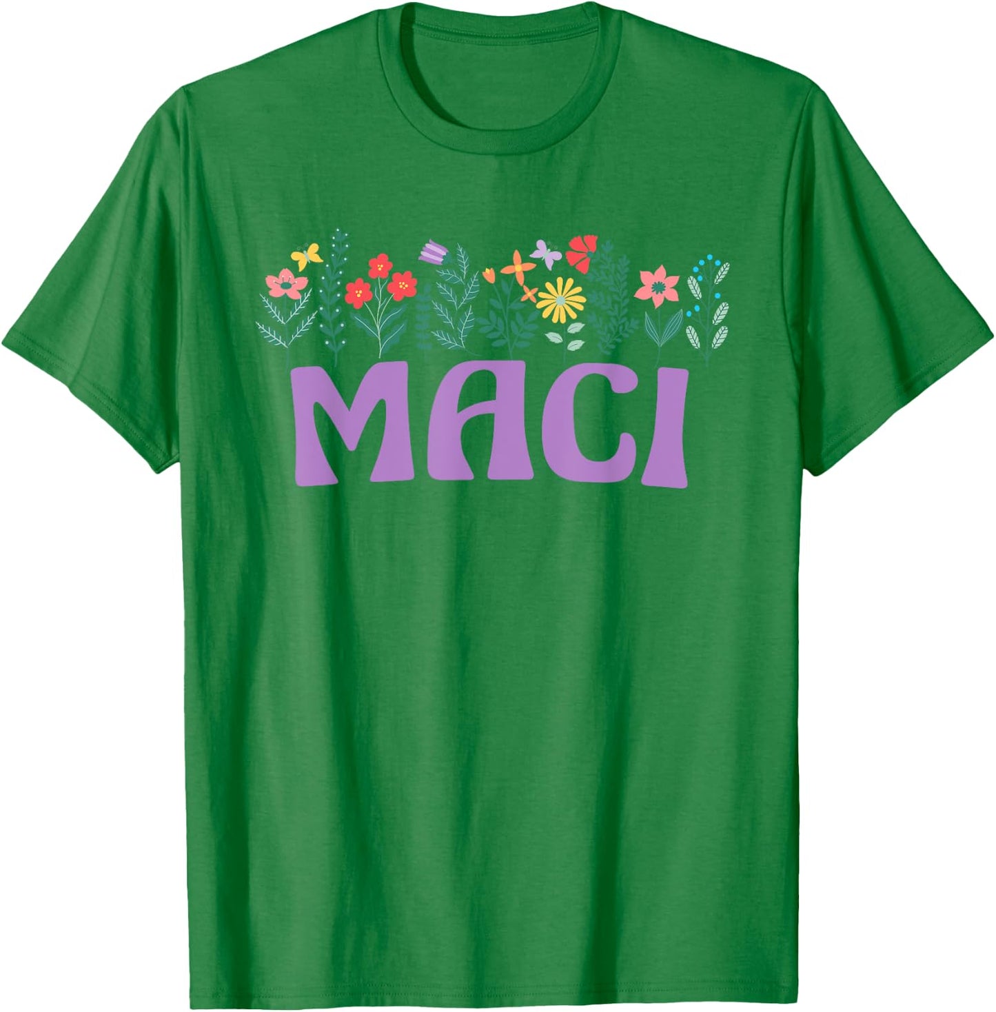 Wildflower Floral Maci First Name Mother's Day Women T-Shirt - T-Shirt | Irish Green