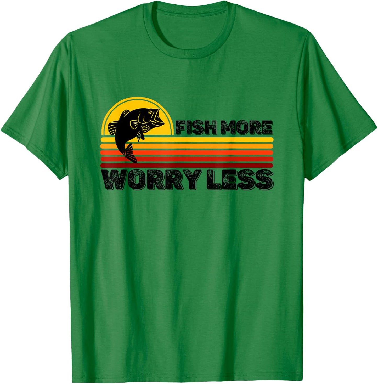 Fisher Quote Fish More Worry Less Fishermen Fishing Lover T-Shirt - T-Shirt | Irish Green
