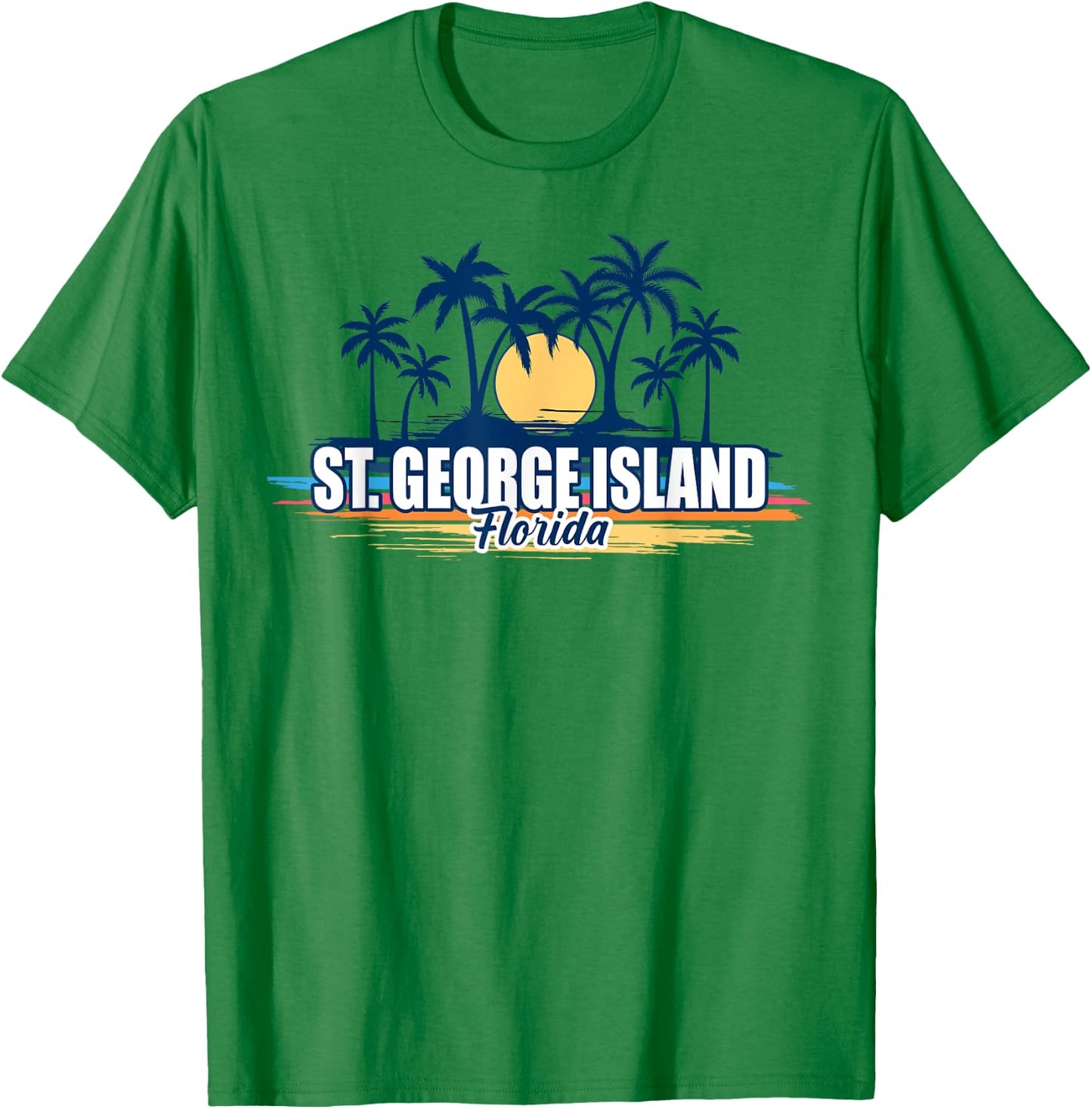 St George Island Florida Retro Surfing Board T-Shirt - T-Shirt | Irish Green