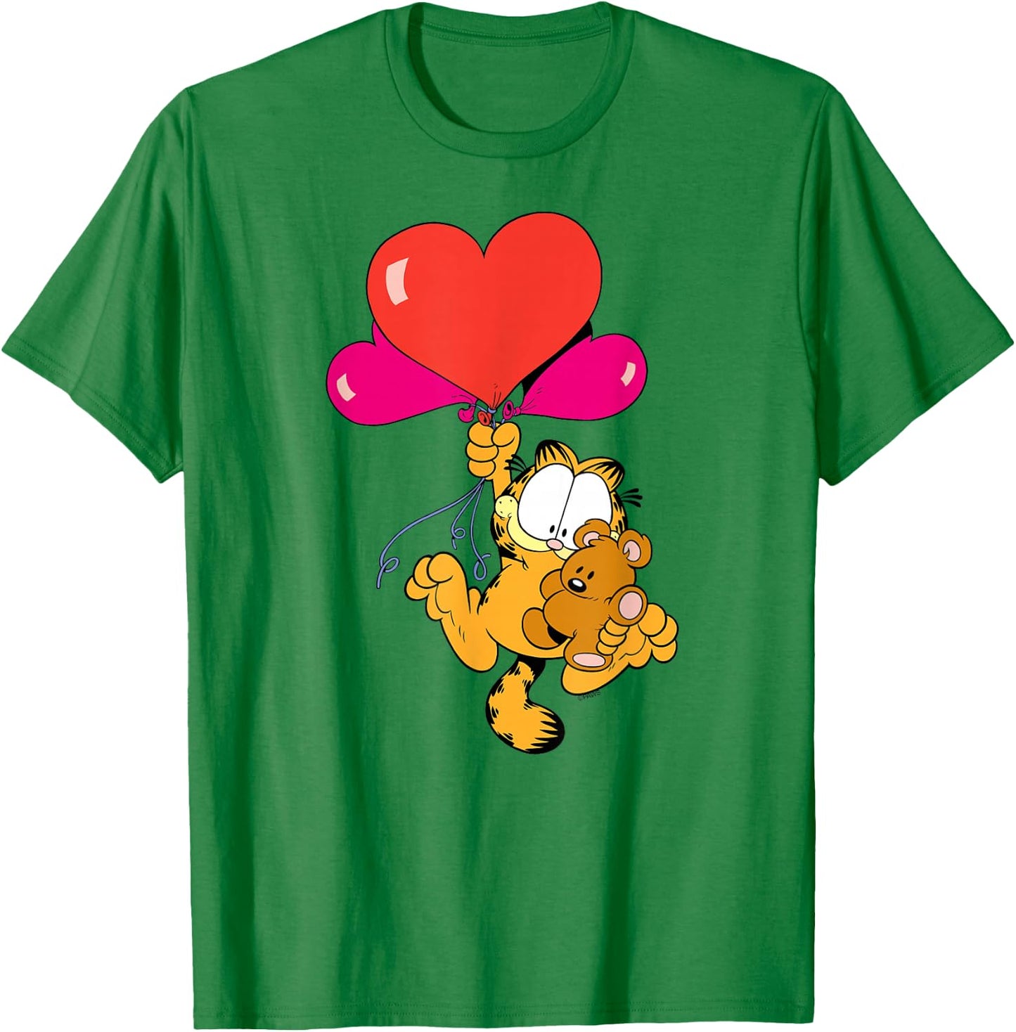 Garfield Heart Balloons with Pooky Valentine's Day Cat T-Shirt - T-Shirt | Irish Green
