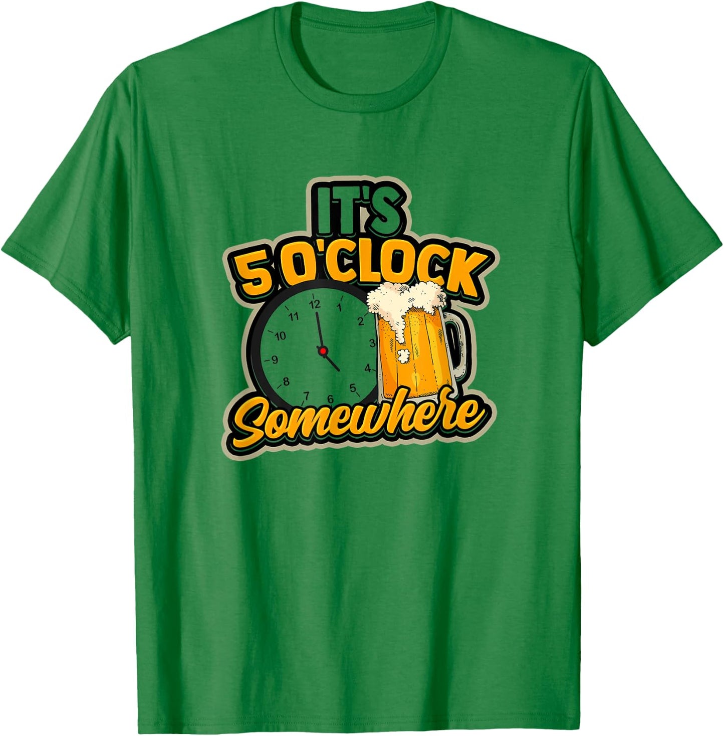 It's 5 O'Clock Somewhere - Vacation and party at a beach Men Women T-Shirt - T-Shirt | Irish Green