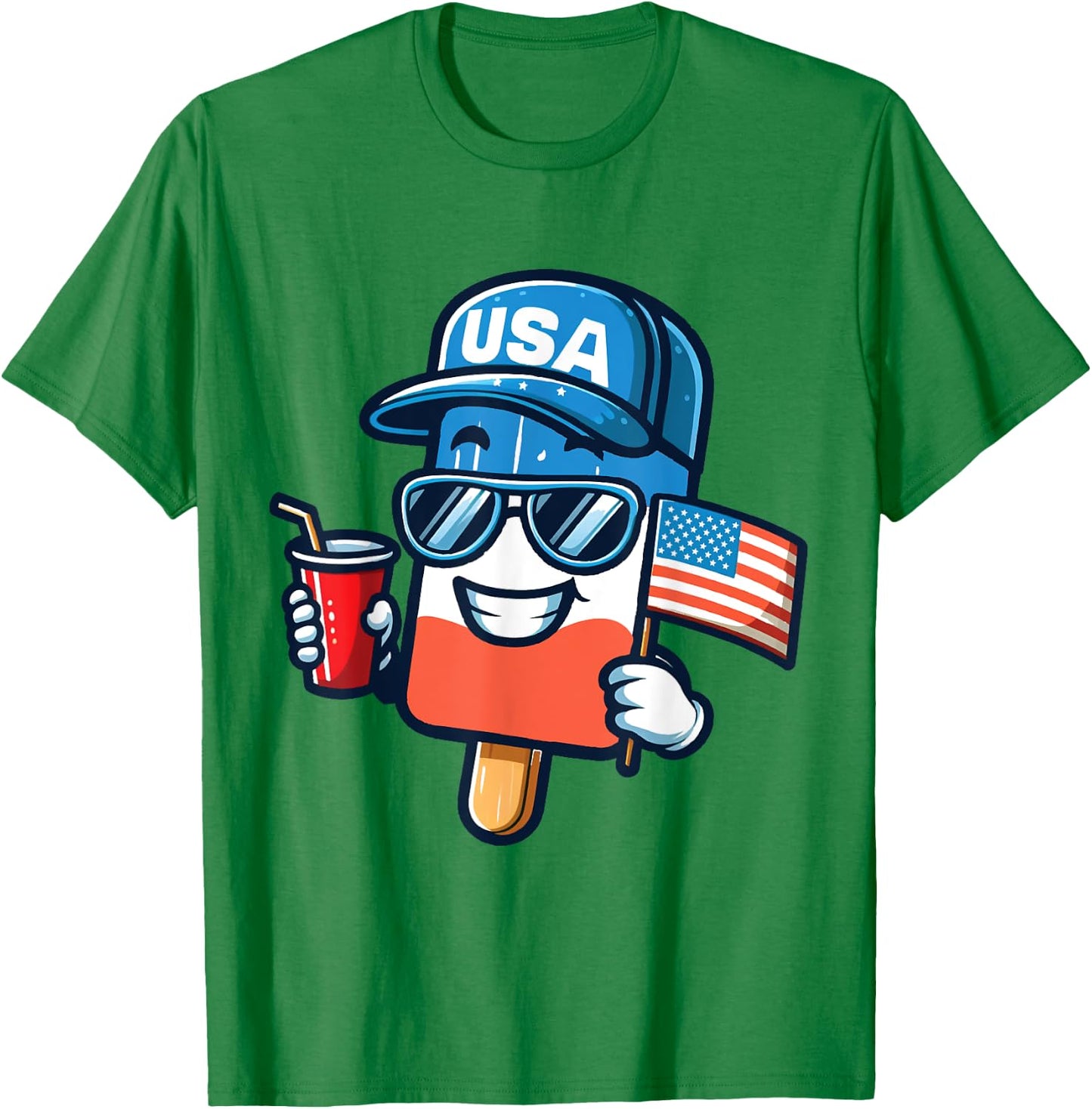 Funny Popsicle 4th Of July shirt Patriotic American Flag USA Kids Men T-Shirt - T-Shirt | Irish Green