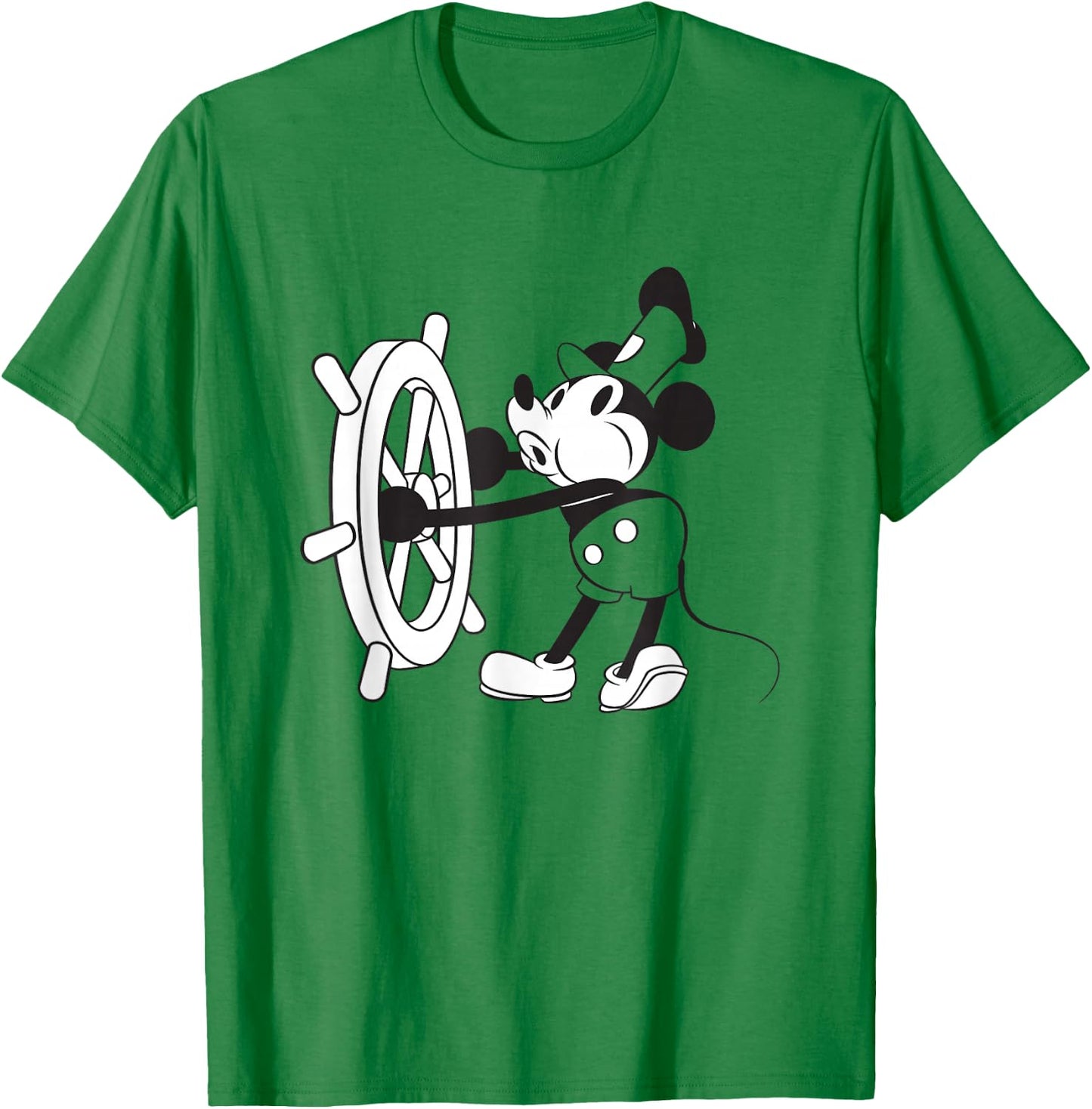 Disney Steamboat Willie Mickey Vintage Big Chest Portrait T-Shirt - T-Shirt | Irish Green