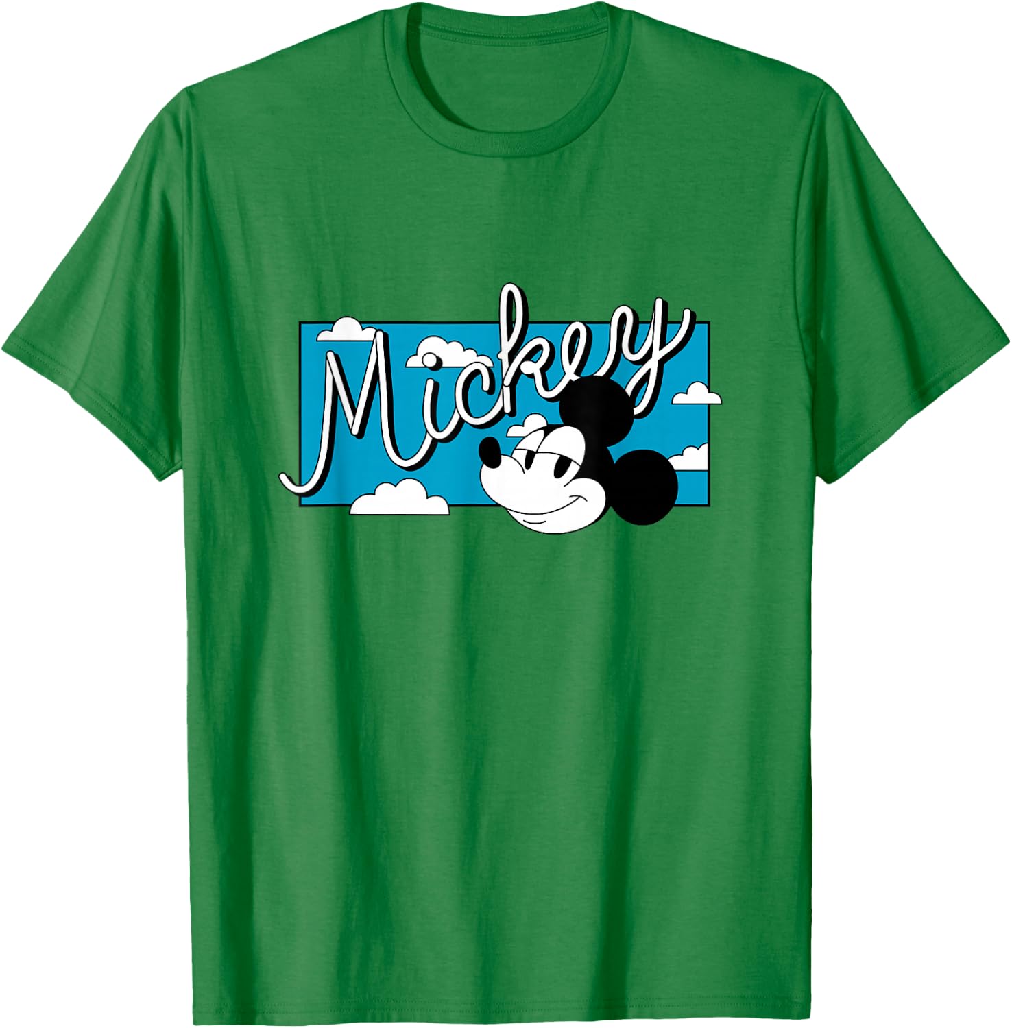 Disney Mickey And Friends Retro Mickey Head Big Chest Logo T-Shirt - T-Shirt | Irish Green