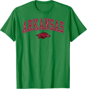 Arkansas Razorbacks Arch Over Officially Licensed T-Shirt - T-Shirt | Irish Green