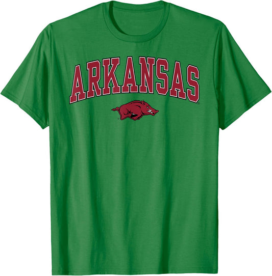 Arkansas Razorbacks Arch Over Officially Licensed T-Shirt - T-Shirt | Irish Green