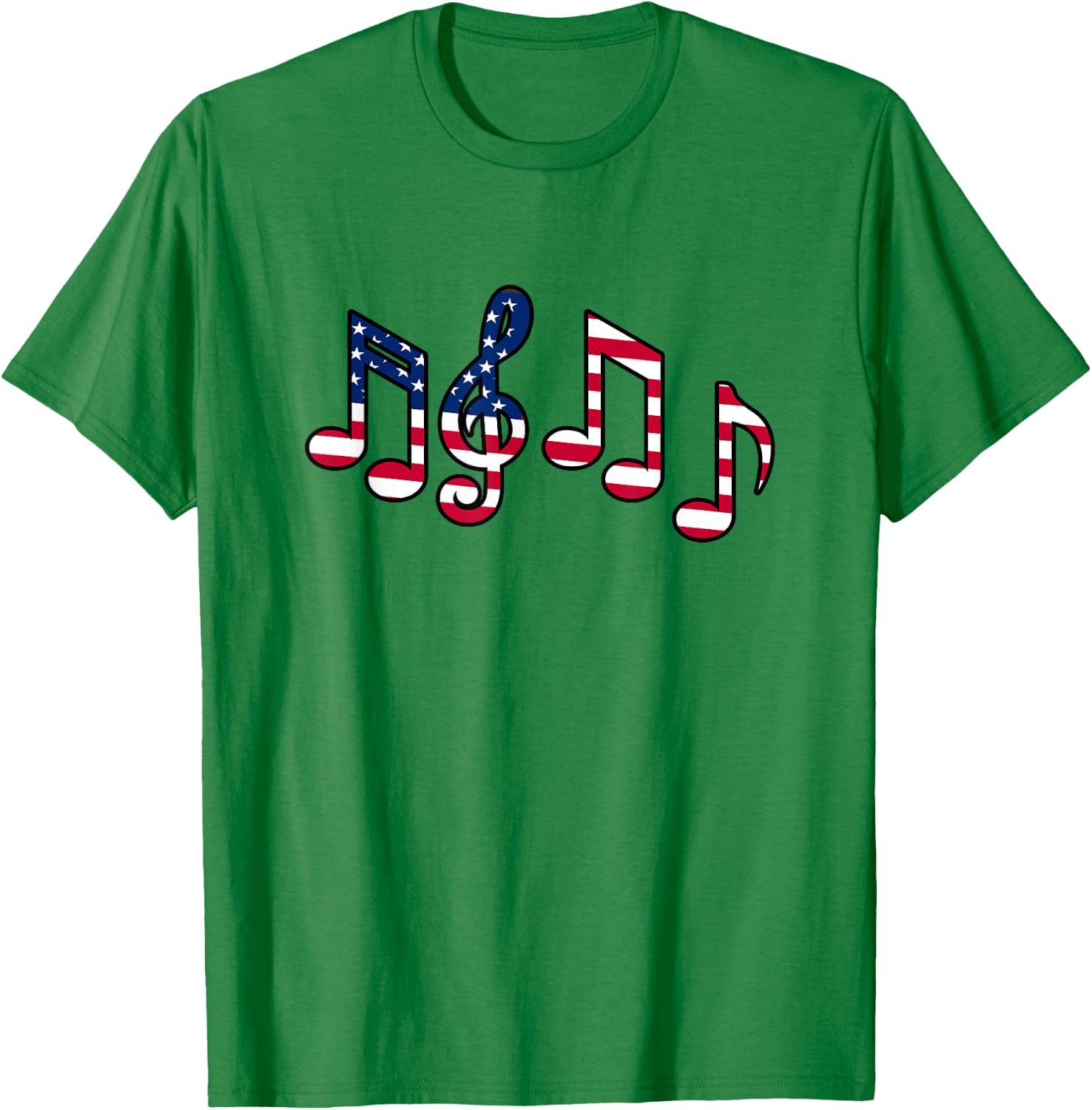 Music Notes 4th Of July American Patriotic Music Teacher T-Shirt - T-Shirt | Irish Green