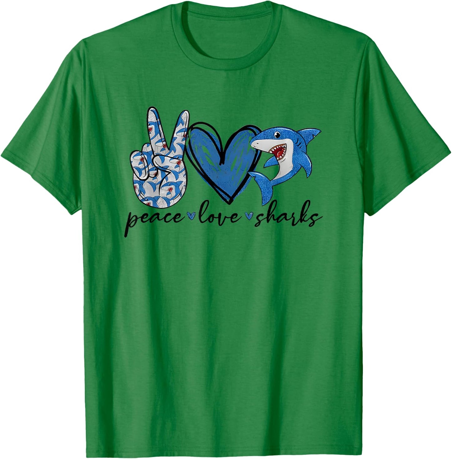 Peace Love Shark T-Shirt - T-Shirt | Irish Green