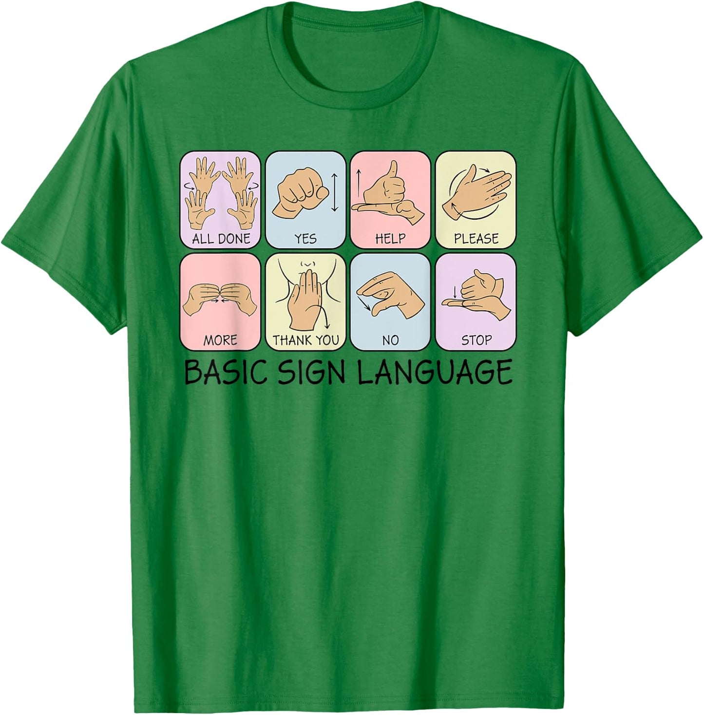 Basic Sign Language Speech Pathology Aac Sped Teacher T-Shirt - T-Shirt | Irish Green