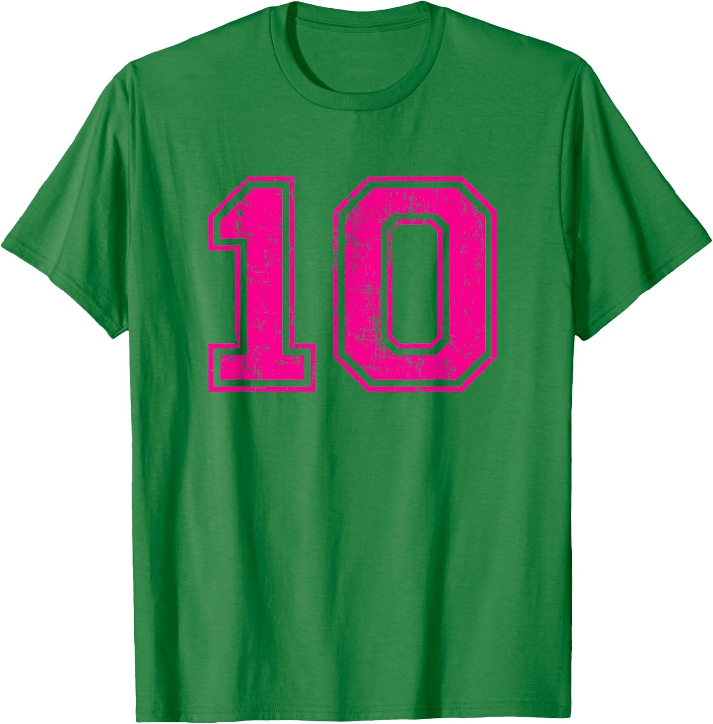 Number 10 Ten Varsity Distressed Vintage Sport Team Player's T-Shirt - T-Shirt | Irish Green