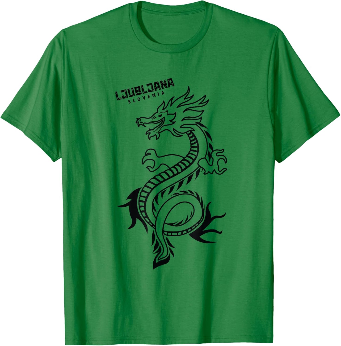 Ljubljana Slovenia City of Dragons Hand Drawn Dragon T-Shirt - T-Shirt | Irish Green