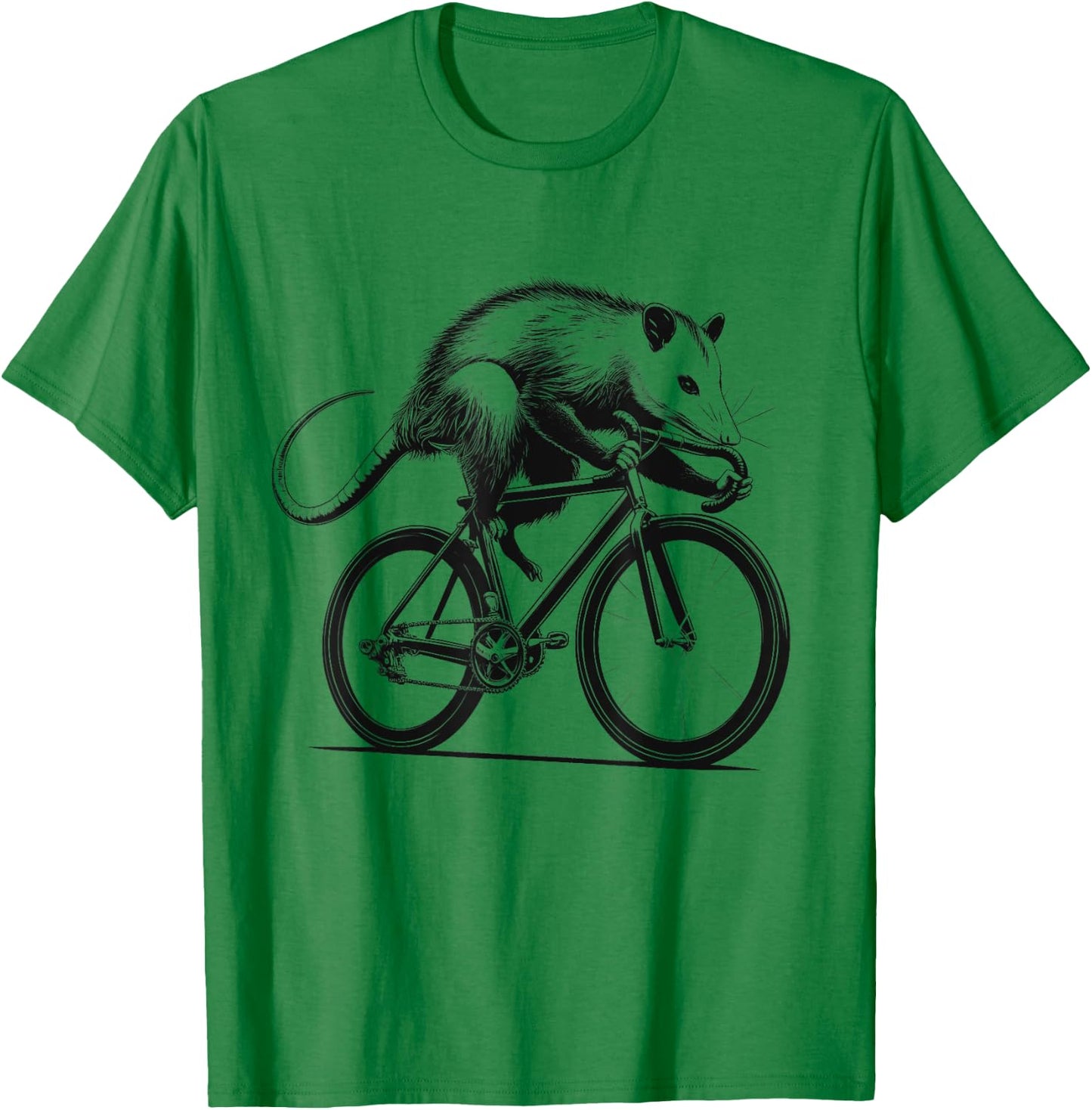 Opossum Possum Riding Bike Biker Bicycle Lover Biking T-Shirt - T-Shirt | Irish Green