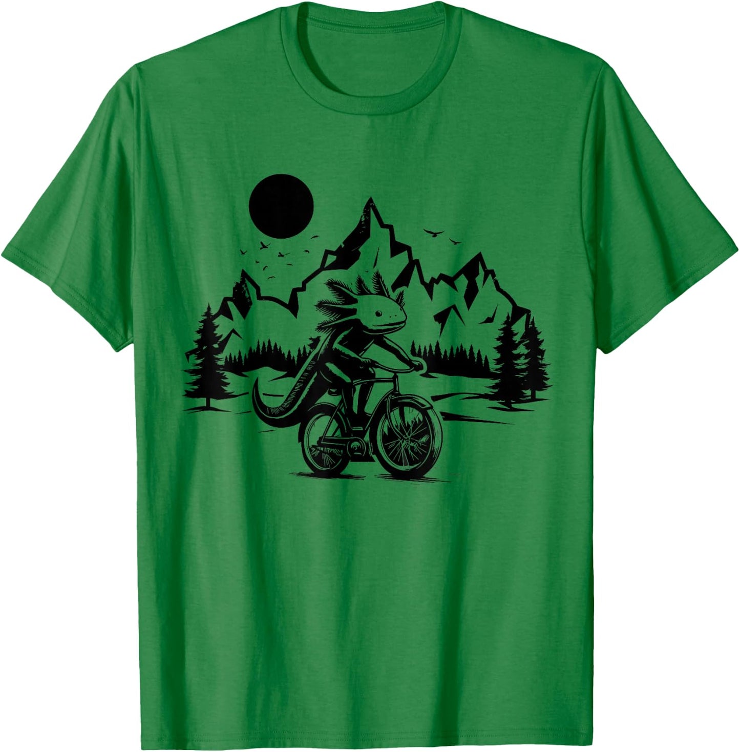 Axolotl Riding Bicycle Vintage Mountain Biking Axolotl Biker T-Shirt - T-Shirt | Irish Green
