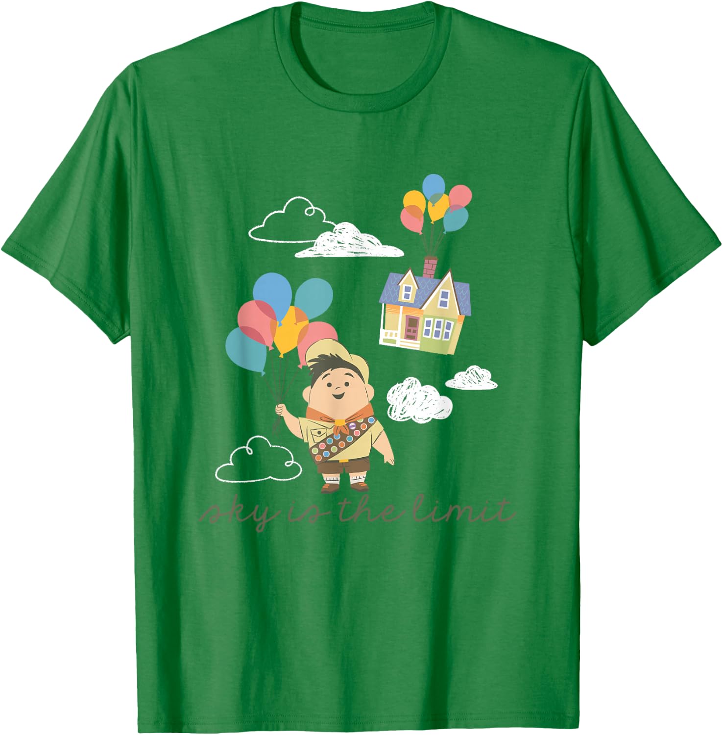 Disney Pixar Up Cute Russell Sky Is The Limit Big Chest Logo T-Shirt - T-Shirt | Irish Green
