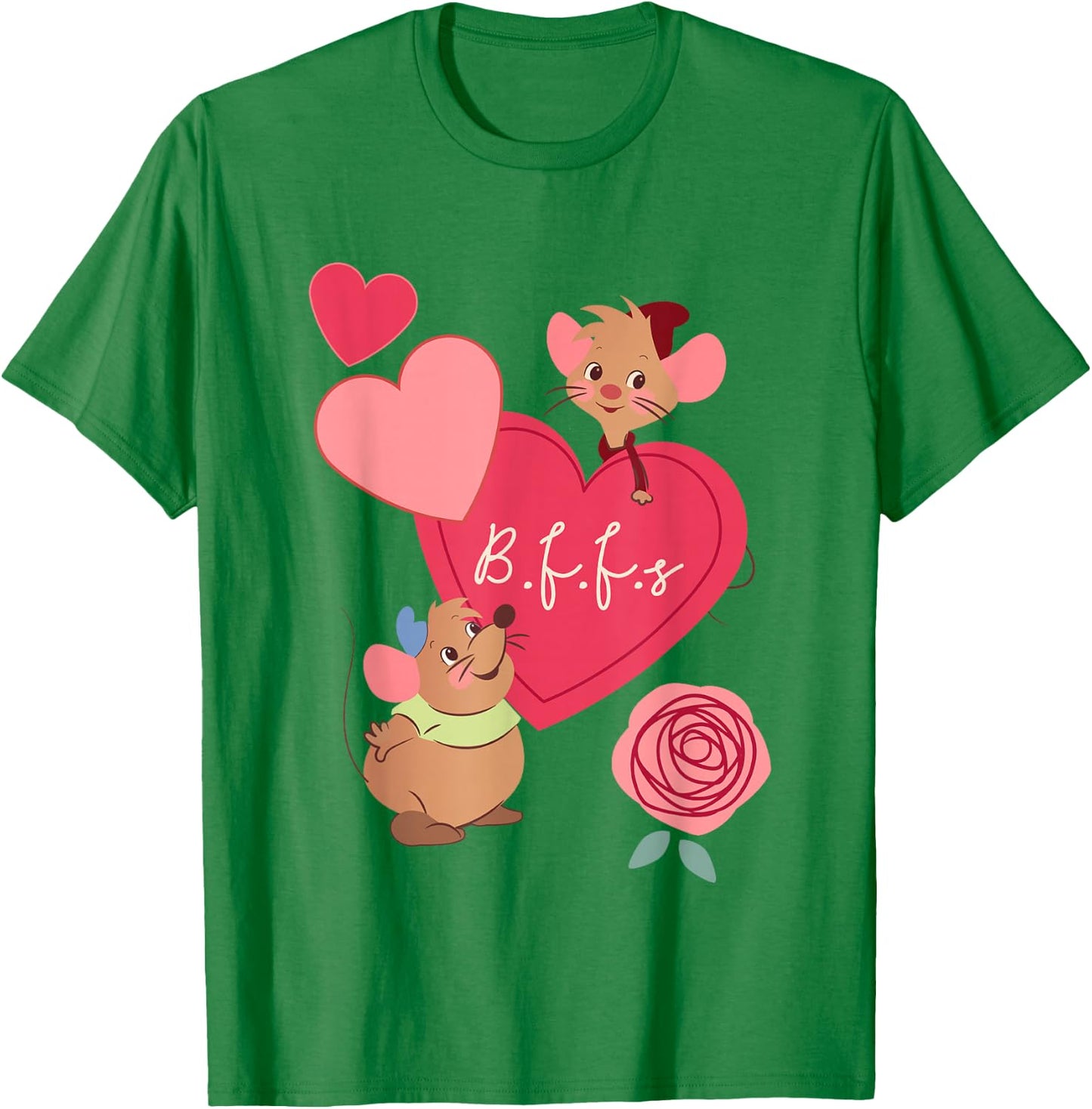 Disney Cinderella Valentine's Day Gus Jaq Bffs Chest Poster T-Shirt - T-Shirt | Irish Green
