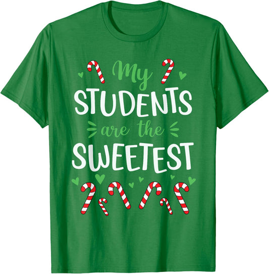 Cute Christmas Quote For Teacher Funny Winter Candy Cane T-Shirt - T-Shirt | Irish Green