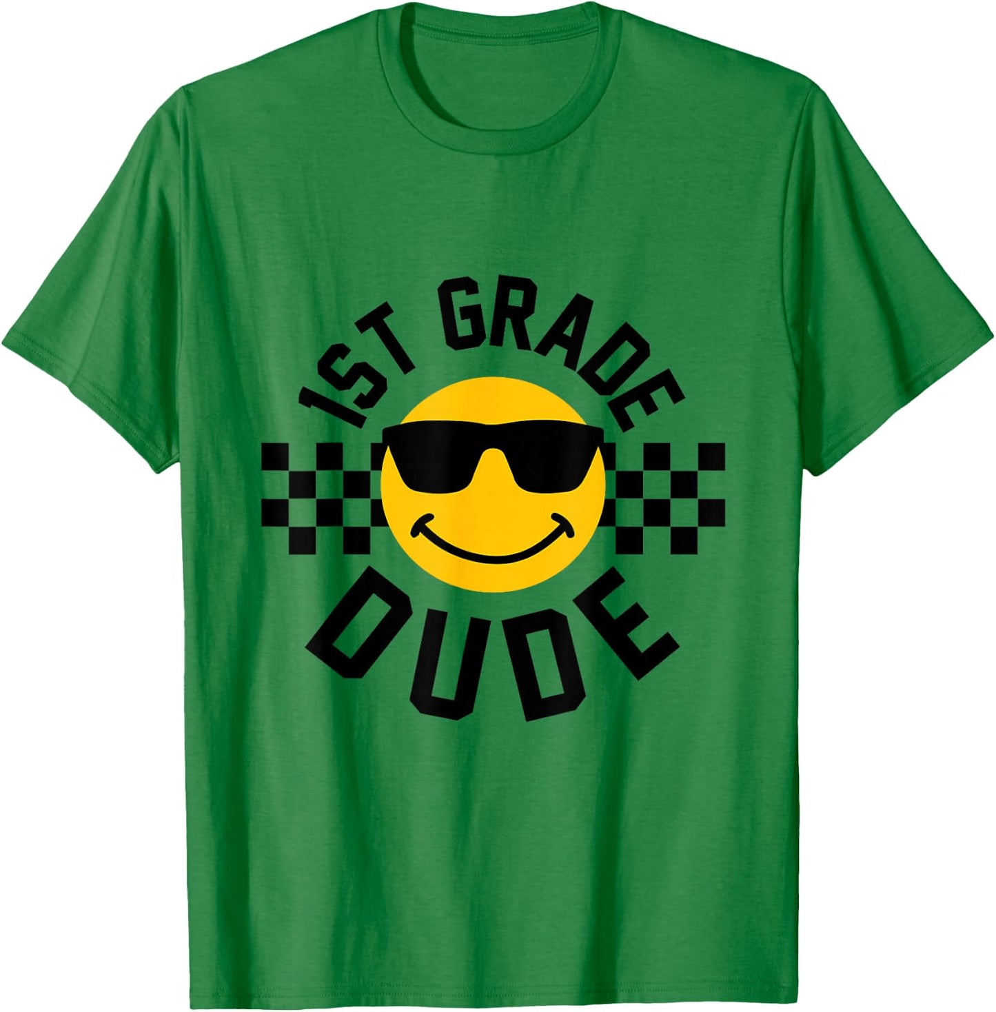 First Grade Back to School Boys Smile Face 1st Grade Dude T-Shirt - T-Shirt | Irish Green