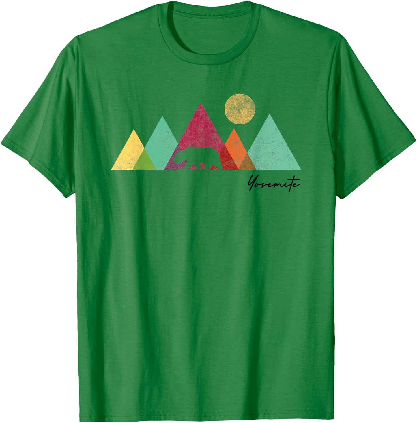 Yosemite California Colorful Bear Mountains National Park T-Shirt - T-Shirt | Irish Green