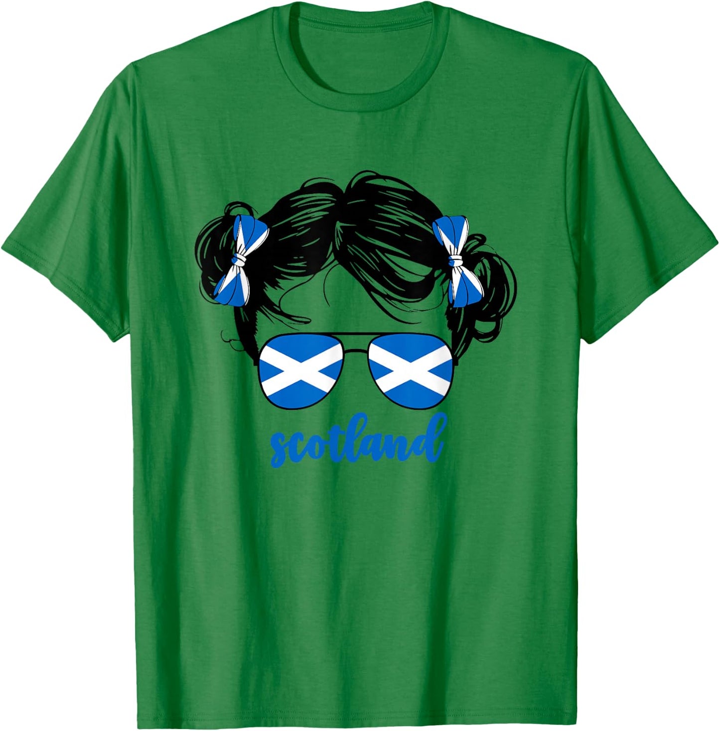 Cute Scottish Girl For Kids Scots Pride Scotland Flag Girls T-Shirt - T-Shirt | Irish Green