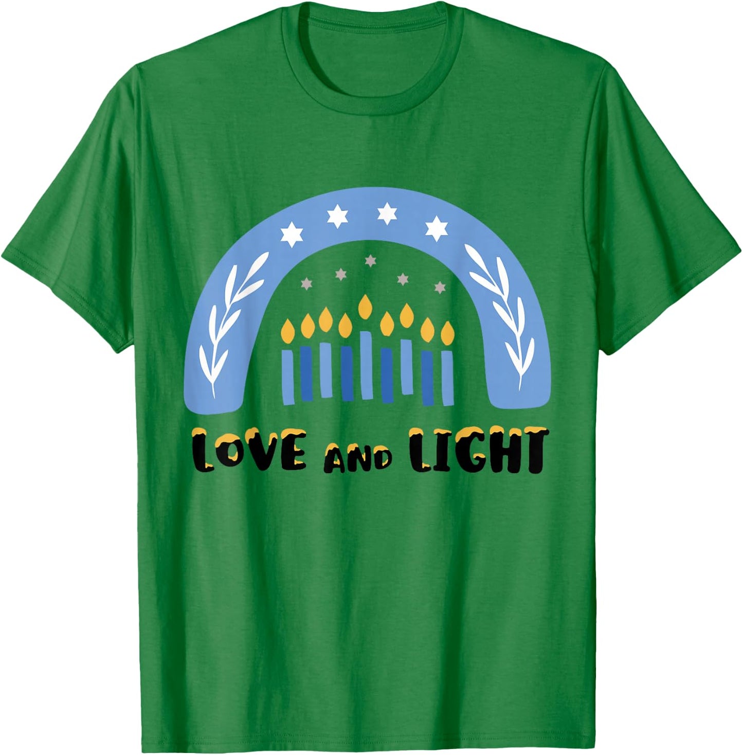Love and Light Rainbow Hanukkah Jewish Chanukah Men Women T-Shirt - T-Shirt | Irish Green