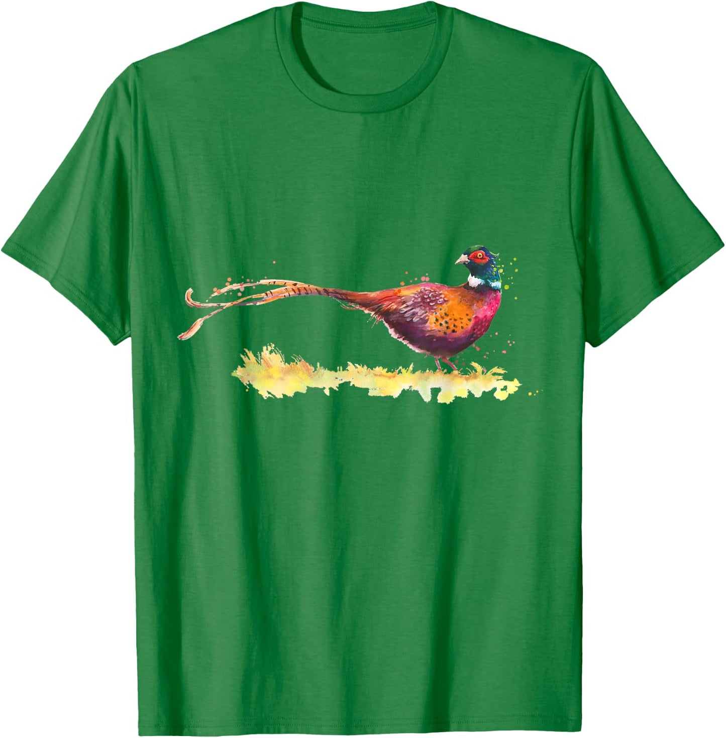 Watercolour Pheasant Drawing Bird Pheasant Watercolour T-Shirt - T-Shirt | Irish Green