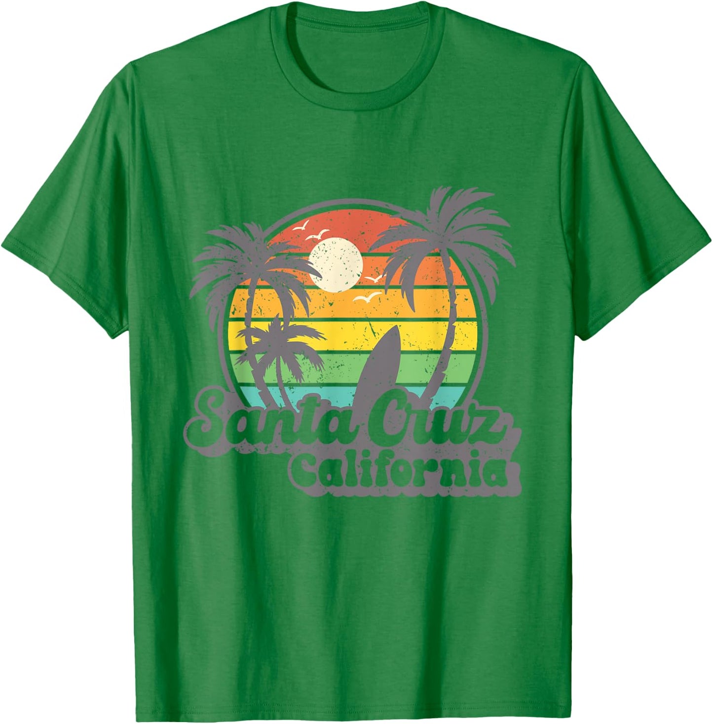 Retro Vintage Surfing & Skateboard Graphic Design Santa Cruz T-Shirt - T-Shirt | Irish Green