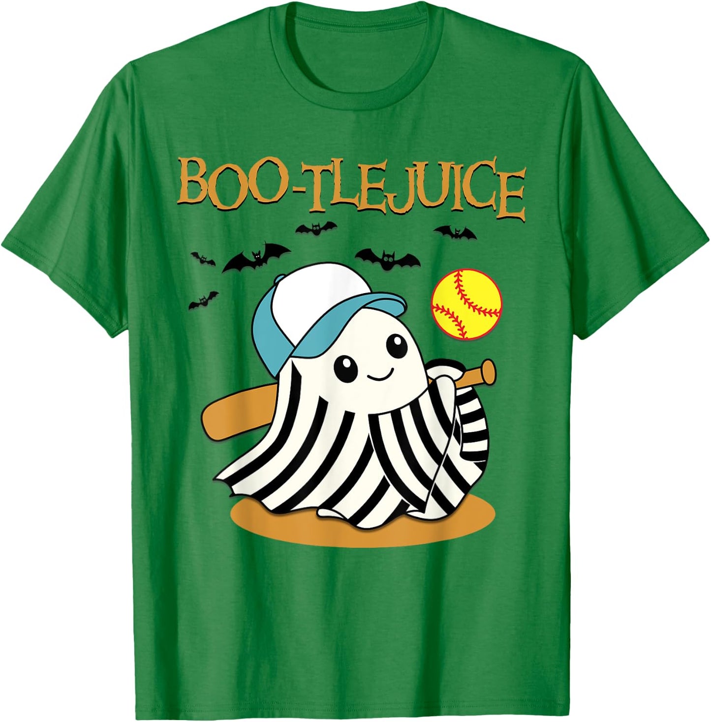 Boo-tlejuice Ghost Playing Softball Mom Girls Halloween T-Shirt - T-Shirt | Irish Green
