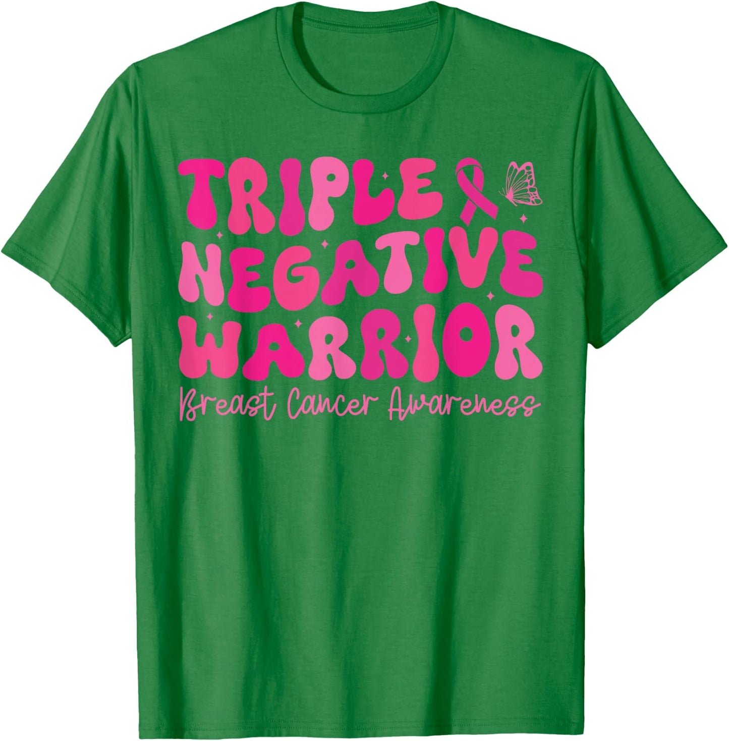 Groovy Triple Negative Warrior Breast Cancer Awareness Month T-Shirt - T-Shirt | Irish Green