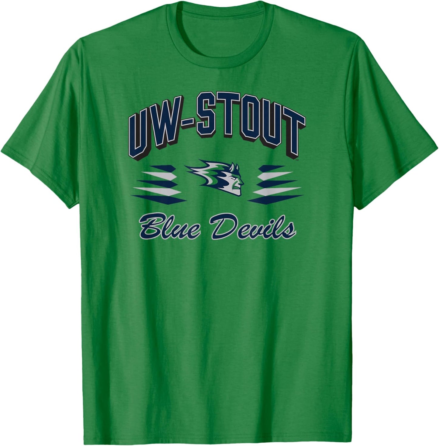 Wisconsin Stout Blue Devils Retro Diamond White T-Shirt - T-Shirt | Irish Green