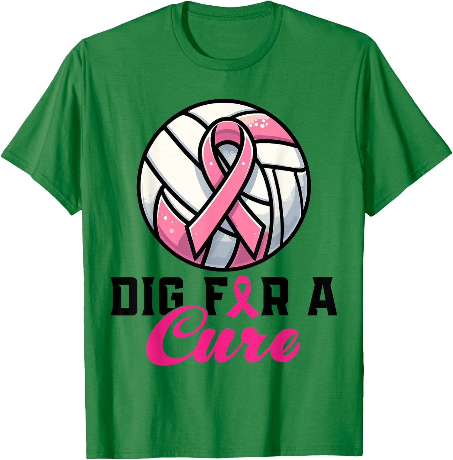 Dig For A Cure Breast Cancer Awareness Volleyball Pink T-Shirt - T-Shirt | Irish Green