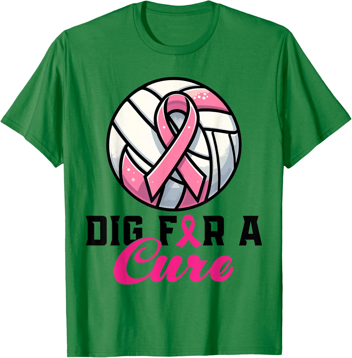 Dig For A Cure Breast Cancer Awareness Volleyball Pink T-Shirt - T-Shirt | Irish Green