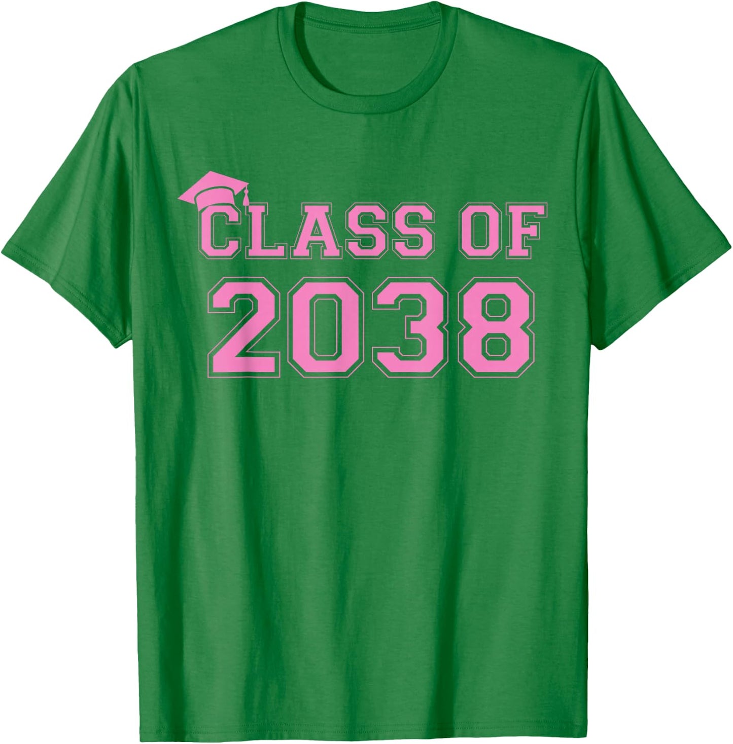 Class Of 2038 Handprint Pre-K Pink Girls 2038 Graduation T-Shirt - T-Shirt | Irish Green