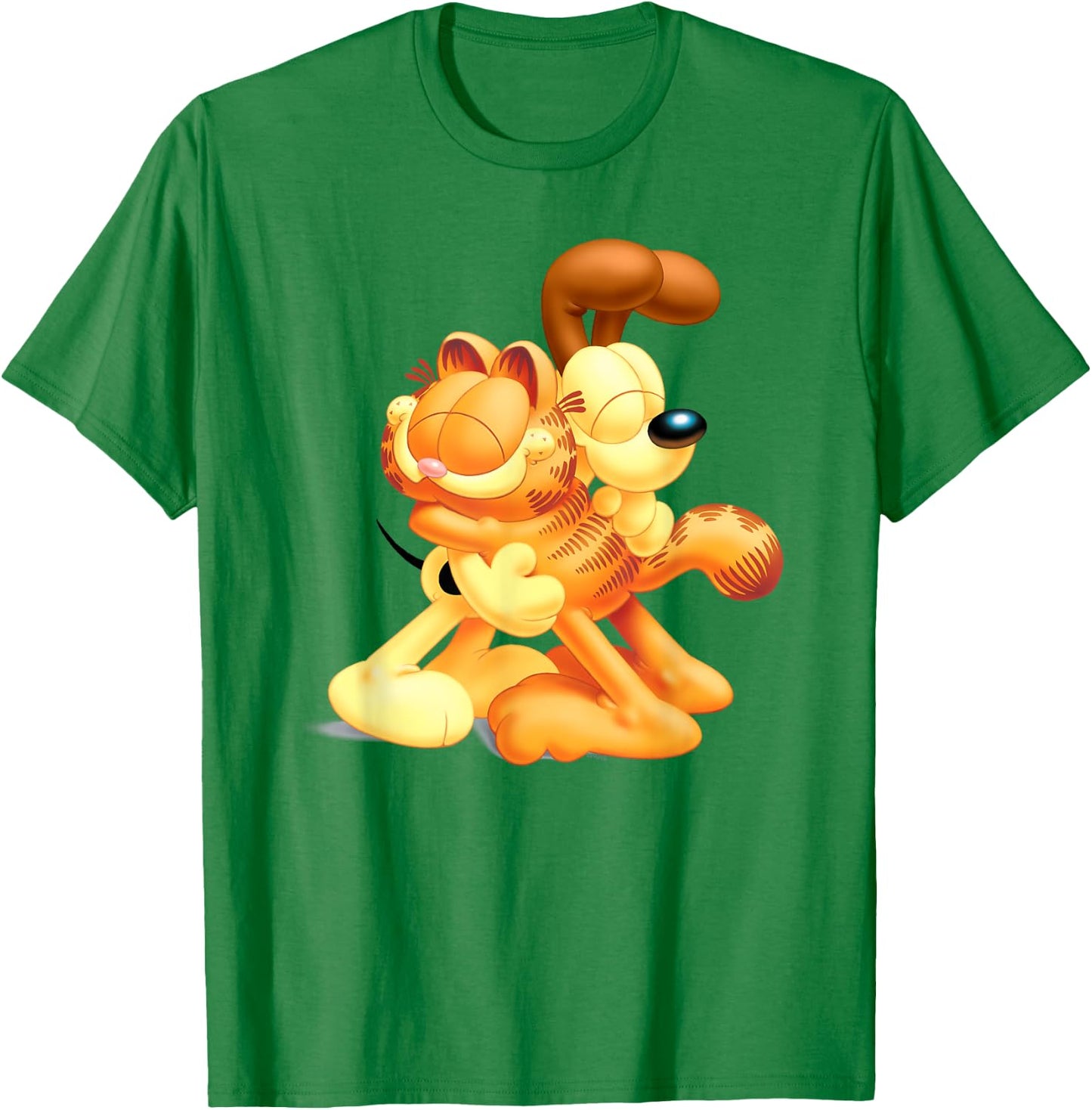 Garfield & Odie 3D Hugging Cute Cartoon Cat and Dog T-Shirt - T-Shirt | Irish Green