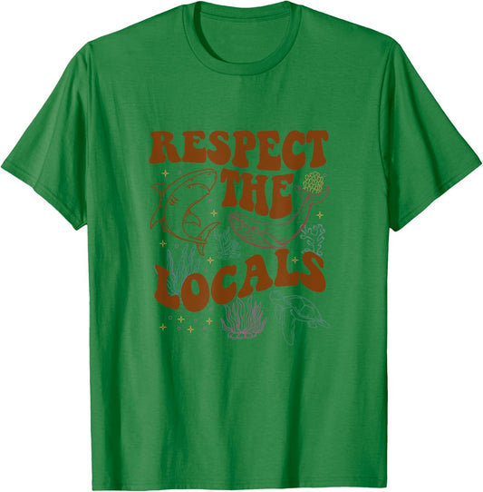 Respect The Locals Protect The Shark Save Our Oceans Retro T-Shirt - T-Shirt | Irish Green