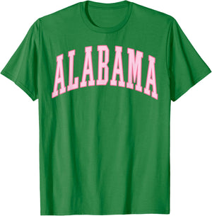 Alabama Vintage Preppy Varsity Pink Sports T-Shirt - T-Shirt | Irish Green