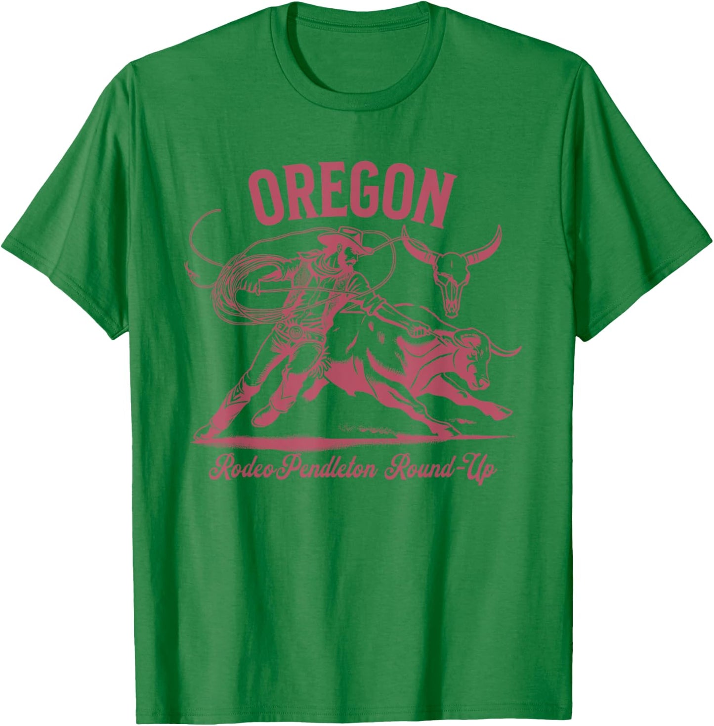 Oregon Pendleton Round-Up Cowboy Bulls and Steers T-Shirt - T-Shirt | Irish Green