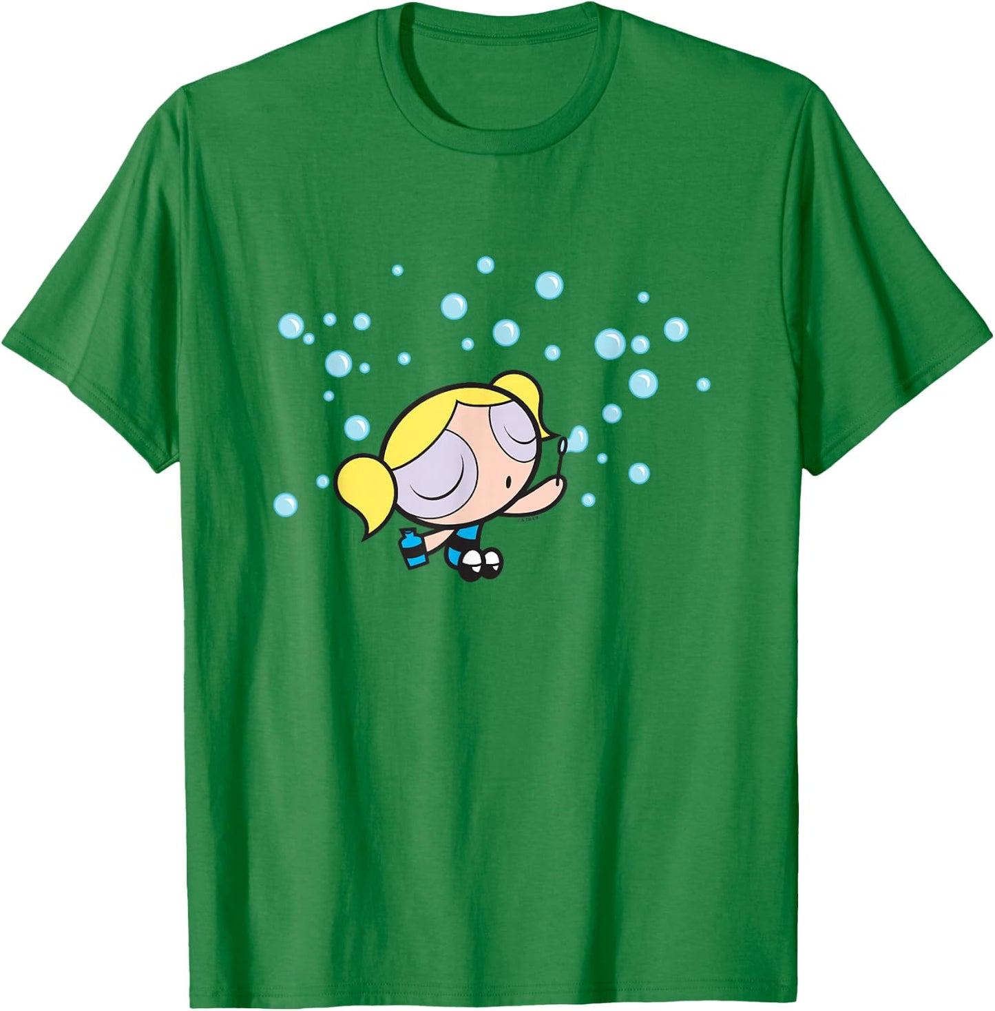 The Powerpuff Girls Bubbles Blowing Bubbles Cute Shot T-Shirt - T-Shirt | Irish Green