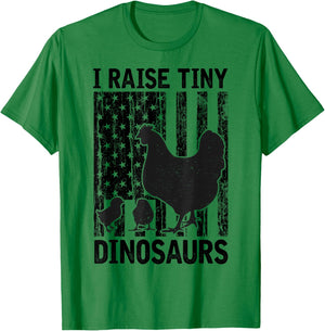 Funny Chickens Tiny Dinosaurs Vintage Chicken Owners Farmer T-Shirt - T-Shirt | Irish Green