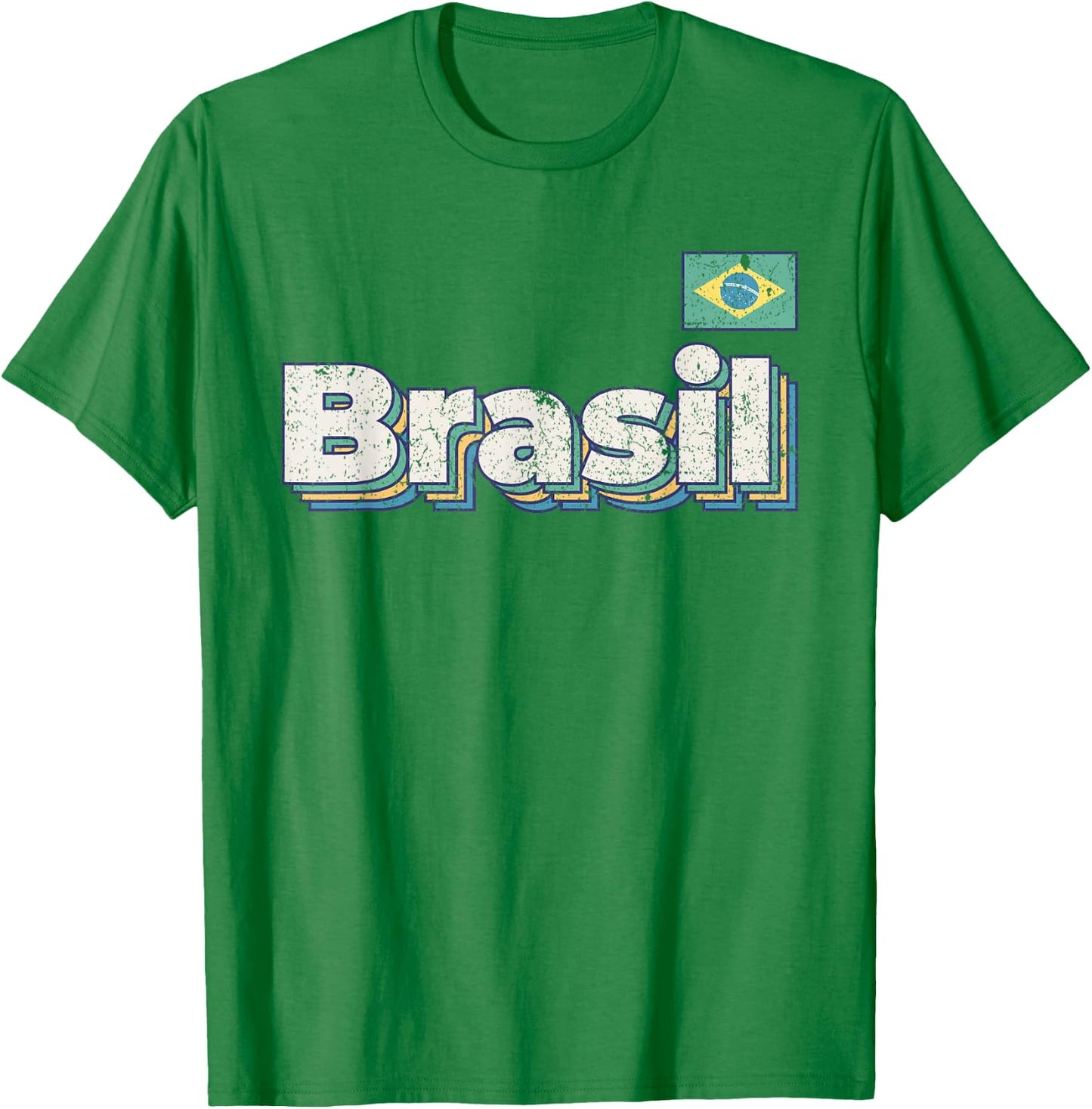 Vintage Retro Faded Brasil Flag Brazil Brazilian Pride T-Shirt - T-Shirt | Irish Green