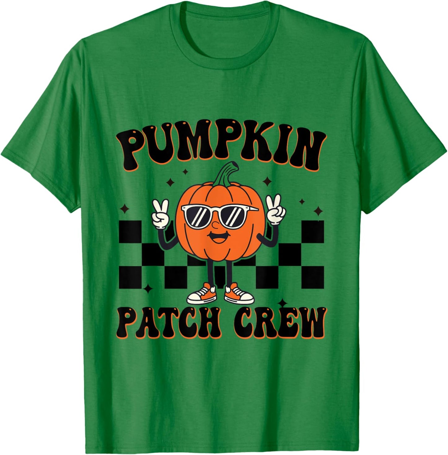 Pumpkin Patch Crew Matching Family Halloween Groovy T-Shirt - T-Shirt | Irish Green