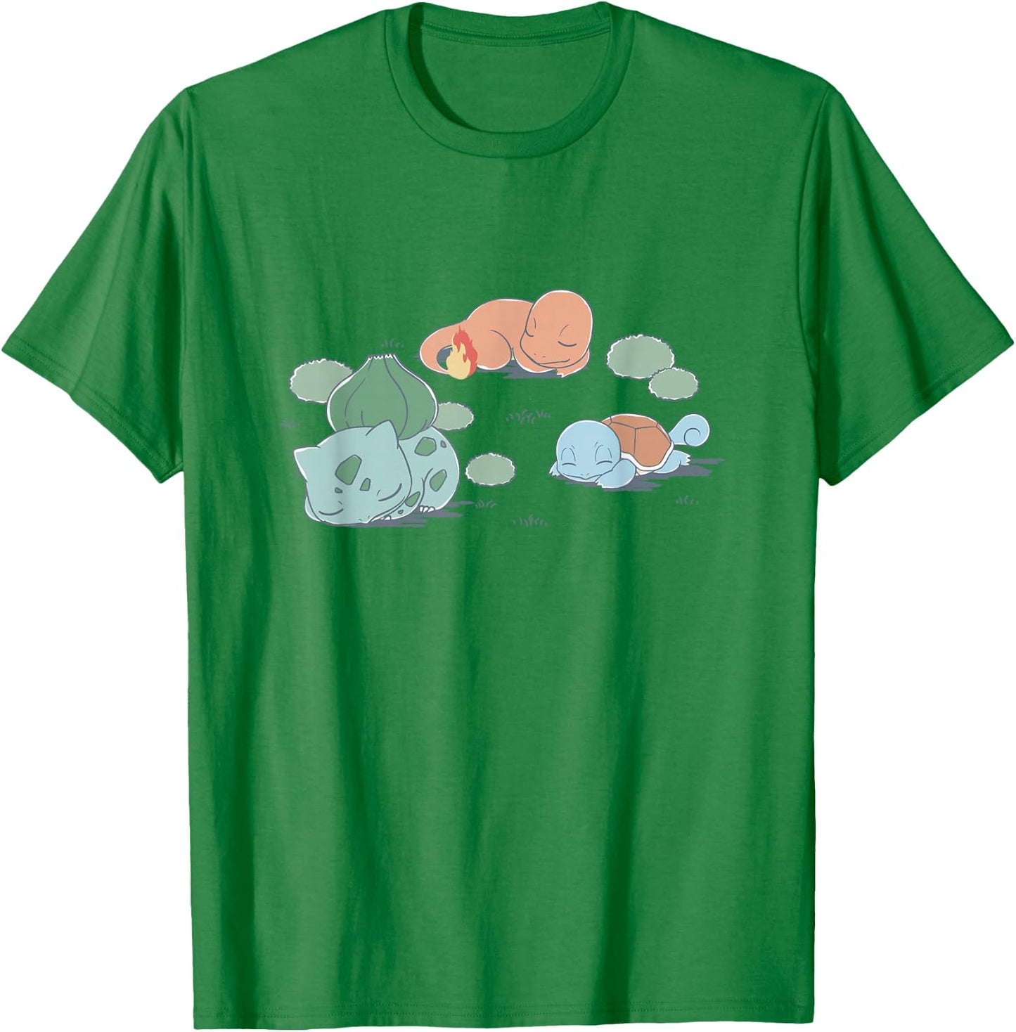 Pokémon Kanto Starters Taking A Nap Cute Retro Shot T-Shirt - T-Shirt | Irish Green