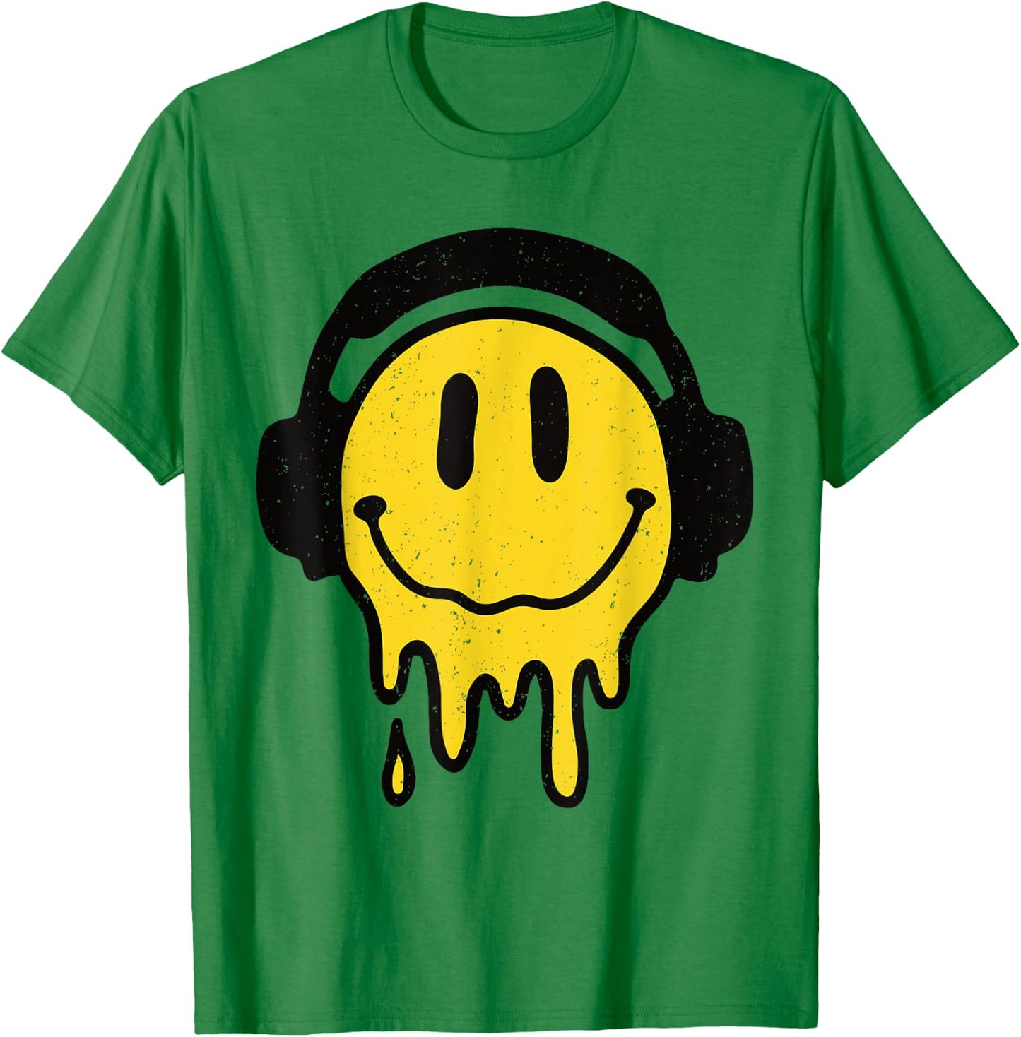 Melting Yellow Smile Funny Smiling Melted Dripping Face Cute T-Shirt - T-Shirt | Irish Green