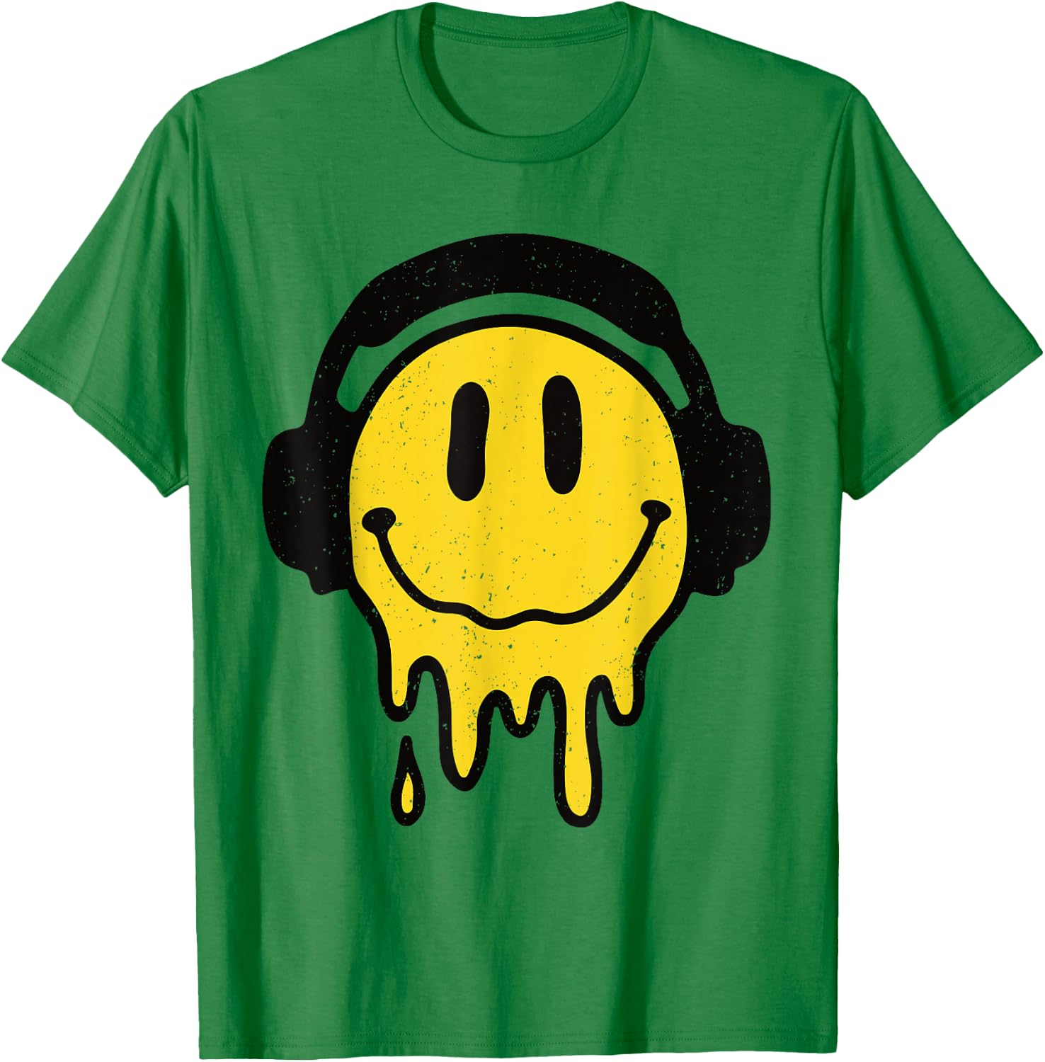 Melting Yellow Smile Funny Smiling Melted Dripping Face Cute T-Shirt - T-Shirt | Irish Green